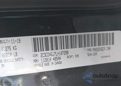 2020 Dodge Charger Scat Pack Rwd z USA, uszkodzony, nr VIN 2C3CDXGJ7LH107298